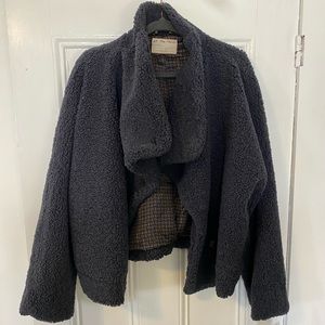 NWT - FREE PEOPLE IZZY WRAP TEDDY COAT, Midnight, L